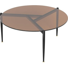 Artloge kafijas galdiņš Apaļais stikla viesistabas galds: 80 × 80 × 40 cm - moderns sānu galdiņš mājai, viesistabai, terasei, dārzam.