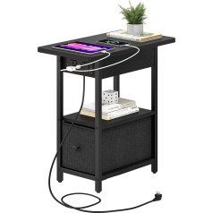 YITAHOME Nakts galdiņš ar uzlādes staciju, naktsgaldiņš ar uzlādes funkciju, neliels naktsgaldiņš ar 2 rozetēm un 2 USB ligzdām, moderns koka galdiņš, kafijas galdiņš, kafijas galdiņš viesistabai, guļamistabai