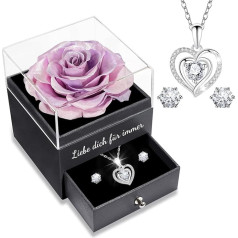 Yamonic Infinity Rose Dāvanas sievietēm Mūžīgā roze ar sirdi Kaklarota 925 sudraba sieviešu ķēdes rotaslietas Dāvanas māmiņai vecmāmiņai Saglabātais reālais rožu dāvana Valentīna diena Mātes diena