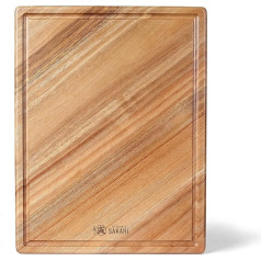 MITSUMOTO SAKARI 42,5 x 32,5 x 3,2 cm virtuves dēlītis, izgatavots no akācijas koka, virtuves dēlītis ar dabīgu koka tekstūru, profesionāls koka dēlītis (ar necaurlaidīgām rievām)
