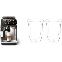 Philips 5400 sērijas 5400 automātiskais kafijas automāts - LatteGo piena sistēma un De'Longhi glāžu komplekts DLSC312, 2 divstūra termiskās glāzes ar izolācijas funkciju aukstajam un karstajam ūdenim