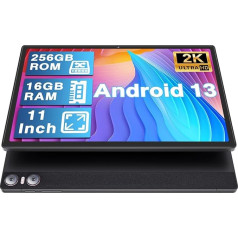 YESTEL planšetdators 11 collu Android 13 ar 16GB RAM + 256GB ROM (1TB TF), 2K 2000 x 1200 IPS, 4 skaļruņi, GPS, 5G WiFi, 3 kameras, 8600mAh, 18W ātrā uzlāde, Octa-Core, ar korpusu, kafijas pelēks