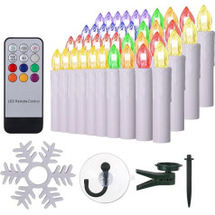 LED sveces RGB un siltā baltā krāsā Ziemassvētku sveces Daudzveidīga izmantošana ar piederumu komplektu Baterijas Tālvadības pults
