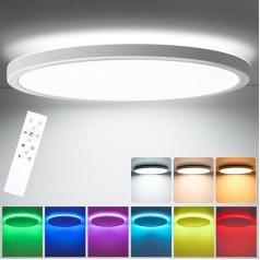 LEOEU LED griestu gaisma ar tālvadības pulti, 24 W RGB griestu gaisma, LED gaismas diodes ar krāsu maiņu, ar iespēju regulēt apgaismojumu, 2400 lm, 3000 K - 6500 K, modernas apaļas lampas guļamistabai, viesistabai, bērnu istabai,