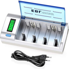 EBL universālais LCD lādētājs 906 AA/HR6 AAA/HR3 C/HR14 D/HR20 uzlādējamiem NI-MH NI-CD ar 4 uzlādes slotiem