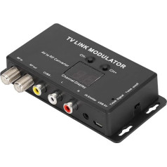 ASHATA UHF modulators TM70 UHF TV saites modulators no AV uz RF pārveidotājs IR pagarinātājs ar kanālu displeja atbalstu PAL/NTSC ar USB uzlādes kabeli PC portatīvajam datoram Xbox PS4 PS3 TV STB VHS VCR kamerai DVD