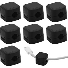 7 Stück Kabelhalter Kabelclips Verstellbare Kabel Organizer Magnetische Kabelmanagement Selbstklebend Kabelhalter für Schreibtisch, Nachttisch, Ladekabeln, HDMI, USB, Audiokabel, Schwarz