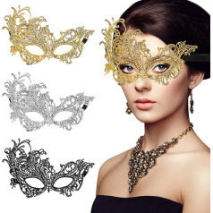 Sibba 3 maskarādes masku komplekts sievietēm Seksīga mežģīņu venēciešu sejas maska Helovīna acu masku masku maskas karnevāla masku kostīmu aksesuāri Maskarāde pusei