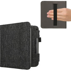 kwmobile Flip Case saderīgs ar Kobo Kobo Libra Colour / Tolino Vision Colour - priekšējais nodalījums, siksna rokām - tumši pelēks