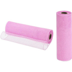 QUARKZMAN Juta tīkls, 2 Stück 10 Zoll x 30 Fuß PP Dekoratives Netzband Netzband zum Verpacken von Weihnachtskranz-Partydekorationen DIY-Handwerk, rozā krāsā