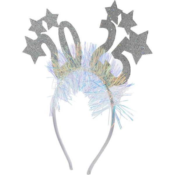 Toyvian 2025 Jaungada aproce Zvaigžņu aproce Zvaigžņu aproce Boppers Jaungada galva Boppers Jaungada vakara aproce Jaungada cepures Jaungada cepures Jaungada tiaras Laimīgu Jauno gadu Tiara Jaungada galvassega Greeter Silver