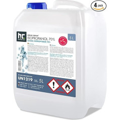 Höfer Chemie 4 x 5 l izopropanola 70% - izopropilspirts stikla, displeju, stiklu, ierakstu un tāfeļu tīrīšanai un attaukošanai - IPA 70 rūpnieciskais spirts praktiskā kannā