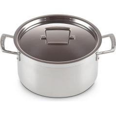 Le Creuset 3 kārtu nerūsējošā tērauda dziļa kastrolis - 24 cm