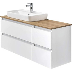 Pelipal Quickset 360 Vanity Unit ar izlietni baltā spīdumā, 113 cm plats, izlietne ar 4 atvilktnēm