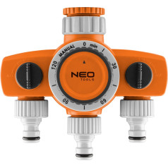 Neo Tools Trīs vārstu kolektors, 2 izejas ar bloķēšanu, viena ar taimeri