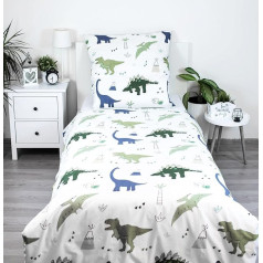 Theonoi Bērnu gultas veļas komplekts 2 gabalu segas pārvalks Apgājama gultas veļa 135 x 200 cm 80 x 80 cm Kokvilna Bērnu gultas veļa Oeko-Tex Vācijas standarta izmērs (Dino Dinozaurs)