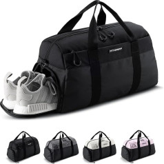 Fitgriff® Sporta somas un ceļojumu somas V2 vīriešiem un sievietēm - ar nodalījumu apaviem un mitruma nodalījumu - somas sportam, fitnesam, ceļošanai - treniņu somas, sporta somas, pilnībā melnas krāsas