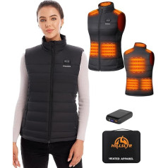 HILLSLTR Apkures veste, sieviešu apsildāmā veste ar 16000 mAh 7,4 V barošanas bloku, apsildāmā veste ar 8 sildīšanas zonām, viegla elektriskā siltuma veste ar 3 temperatūrām