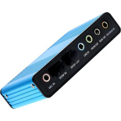 LEAGY USB 2.0 ārējā skaņas karte 6 kanālu 5.1 Surround audio S/PDIF adapteris datoram - zils