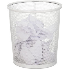 Relaxdays Biroja un jauniešu istabas atvērta apaļa apaļa stiepļu sieta papīra tvertne metāla 24 x 23 cm balta sakausējuma tērauda 1 gab.