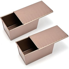 DEDC maizes panna ar vāku, maizes cepšanas forma, klaipa skārda, zeltaina alumīnija panna maizes cepšanai, 2 gab. iepakojumā