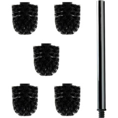 Daloual - 5 x rezerves tualetes birstes galviņa melna diametrs aptuveni 8 cm + 1 x nerūsējošā tērauda rokturis 26,5 cm - tualetes birste - tualetes birste - nomaināma - moderns dizains - augsta kvalitāte - izturīga