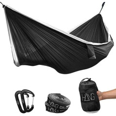 HÄNG Double Hammock Made of Parachute Silk 300 x 170 cm. Holds up to 200 kg including suspension (31.5 stone).