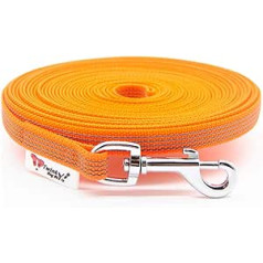 Twinkys Dog Style Recall svina gumijas pārklājums 15 mm plats suņiem līdz 15 kg bez rokas cilpas 20 m oranža