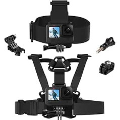 TELESIN Head Mount Strap Chest Strap Video Camera Mount Accessory Kit Compatible with GoPro 11/10/9/8/7+ DJI Osmo Most Action Cameras