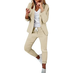 PTLLEND Elegant women's two-piece suit set, office, business, long sleeve jacket, trouser suit, slim fit trouser jacket, suit, trouser suits for women