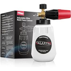 Galaxy Snow Foam Lance, 1000 ml izturīga sniega putu pistole, plats kakls, regulējamas biezas putas augstspiediena mazgātājiem ar 1/4 collu ātro savienojumu