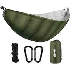 Overmont Double Layer Hammock TÜV sertificēti kempinga šūpuļtīkli, 400 kg kravnesība, izgatavoti no izpletņa neilona āra ceļojumu dārzam, 270x140cm