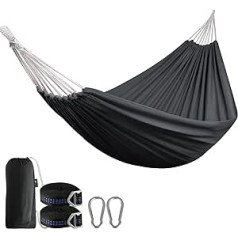 Anyoo Hammock āra kokvilnas liels kempinga šūpuļtīkls ar bezmaksas regulējamām siksnām, pārnēsājami šūpuļtīkli ar somu dārzam, iekšpagalmam, pagalmam