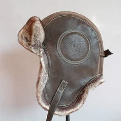 MHGLOVES Ādas Trapper Hat Bomber Cepure Unisex Ausu aizbāžņi Chapka Aviator Cepure vīriešiem un sievietēm, Ziemas vēja necaurlaidīga silta medību cepure, Lielais tētis (brūns)