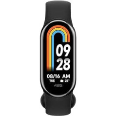 Xiaomi Mi Smart Band 8 fitnesa izsekotājs un aktivitātes izsekotājs (AMOLED displejs, SpO2 izsekošana, miega monitors, sirdsdarbības monitors, paziņojumi, pedometrs, 5 ATM ūdensizturīgs, lietotne Mi Fit)