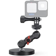 SUREWO magnētiskais kameras stiprinājums ar mini universālo galvu, magnētiskais stiprinājums ar 1/4 collu — 20 vītni, saderīgs ar GoPro Hero 12 11 10 9 8 7 6 5 Black, DJI Osmo Action, Crosstour/Campark un citiem.