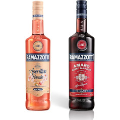 Ramazzotti Amaro - Italienischer Digestif mit 33 verschiedenen Kräutern - Absacker mit bittersüßer Note - 1 x 1 l & Aperitivo Rosato - Der italienische Aperitif mit fruchtig-frischer Note