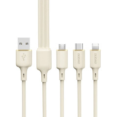 Dudao 3in1 kabelis SR pastiprināts kabelis USB-A - USB-C / Lightning / microUSB 66W 1,2 m smilškrāsas krāsā