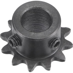 kartes sprocket ar 12 zobiem B tipa viena stieņa 1/4 collas slīpuma 10 mm urbuma melnais oksīds oglekļa tērauds C45 ar 2 regulēšanas skrūvēm ISO 04C sistēmai