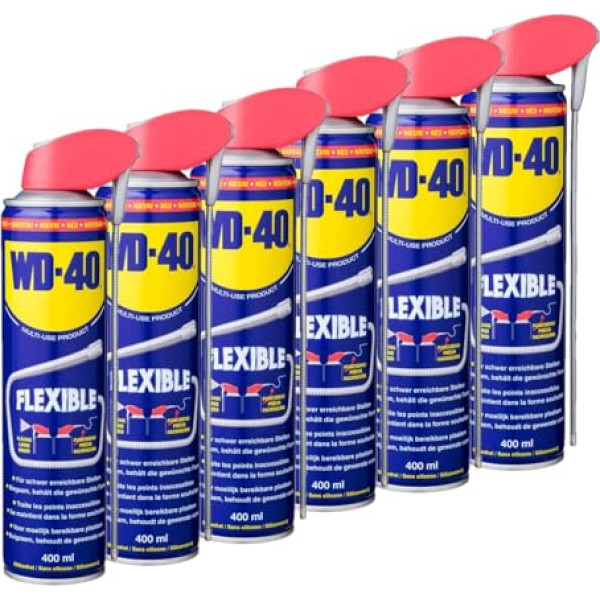 WD-40 Daudzfunkcionāls elastīgs produkts 6 x 400 ml, kanna ar elastīgu izsmidzināšanas caurulīti, smērviela, penetrācijas eļļa