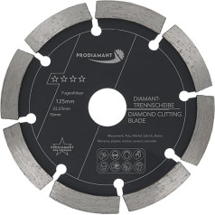 PRODIAMANT Šuvju griezējs diametrs 125 mm, platums 10 mm, betonam, betonam, mūrniecībai un apmetumam 10 mm dimanta segments Profesionāla kvalitāte