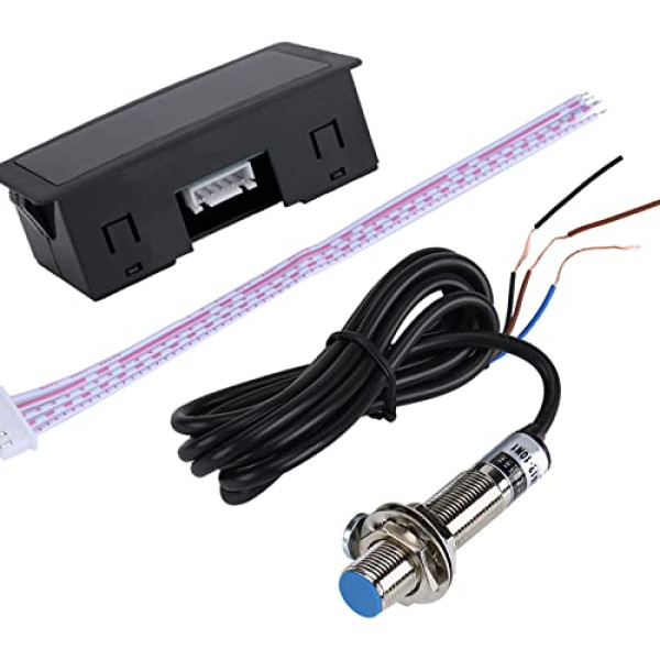 12 V 4 ciparu LED displeja spidometra motora apgriezienu mērītājs + Hall Switch sensors Npn, spriegums, piemērots strāvas mērīšanai, temperatūras spiediena izspiešana 8 x 4,2 x 2,6 cm, digitālais tahometrs