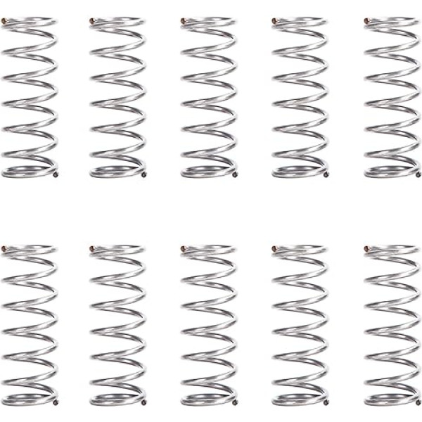 10 Stück Edelstahl-Kompressionsfedern, Drahtdurchmesser 0,8 mm, 7 mm Außendurchmesser, 45 mm Länge