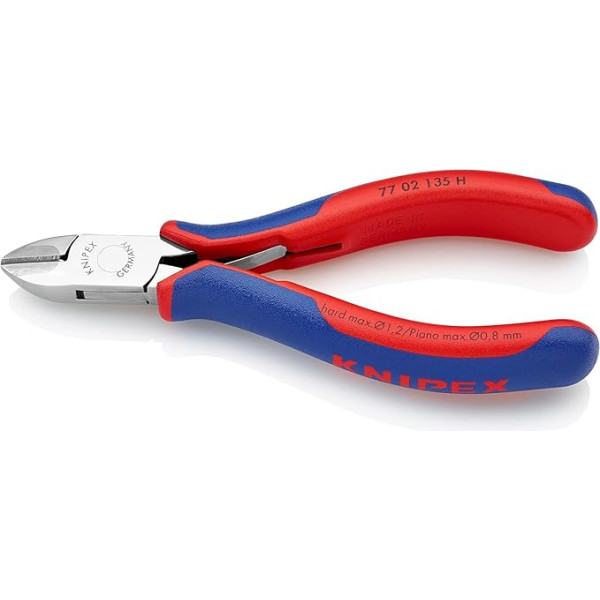 Knipex Elektronik-Seitenschneider mit eingesetzter Hartmetallschneide mit Mehrkomponenten-Hüllen 135 mm 77 02 135 H