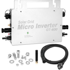 ARCELI 600 W invertors Grid Tie invertors, IP65 mikro invertors, WLAN monitors, MPPT saules enerģijas invertors, maksimālā PV ieejas jauda 2 x 300 W (DC 22 V-50 V), var pievienot 4 saules moduļus