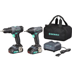 Amazon zīmols - Denali by SKIL - Triecienurbjmašīnas Combo, 18 V (maks. 20 V), ietilpst divas 2,0 Ah litija baterijas un lādētājs