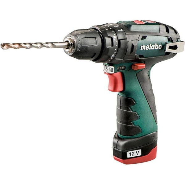 Metabo Akumulatora skrūvgriezis PowerMaxx SB Basic (600385500) 12V 2x Li-Ion; Ladegerät LC 40; Mākslīgais materiāls, akumulatora dizains: Li-Ion , Akkuspannung: 12 V, Akkukapazität: 2 x 2 Ah