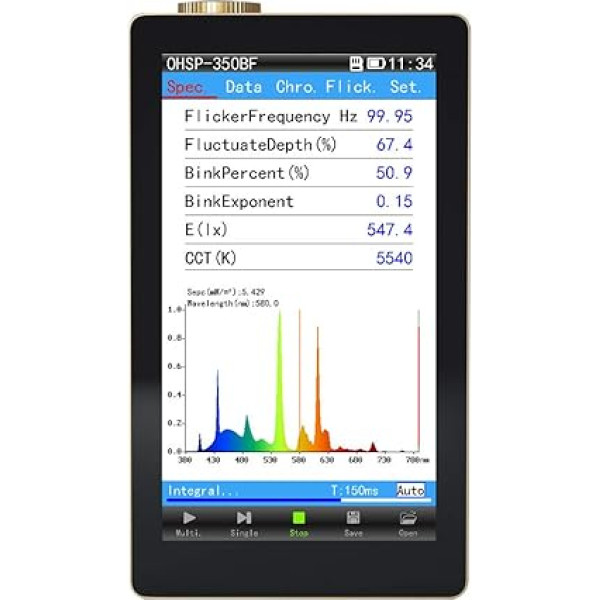 Hopoocolor OHSP350BF 380-780 nm spektrometrs fotometrs gaismas mērītājs spektra analizators LED mirgošana