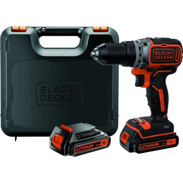 Black + Decker bl186kb-qw Bezsuku urbjmašīna/vēršanas ierīce ar dubulto litija akumulatoru, 18 V, 1,5 Ah, futrālī, oranža, BL186KB-QW, 18 voltiV