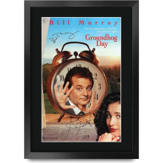 HWC Trading FR A3 Groundhog Day Bill Murray Dāvanas ar autogrāfu, autogrāfu, filmu piemiņas lietas Print - A3 Framed